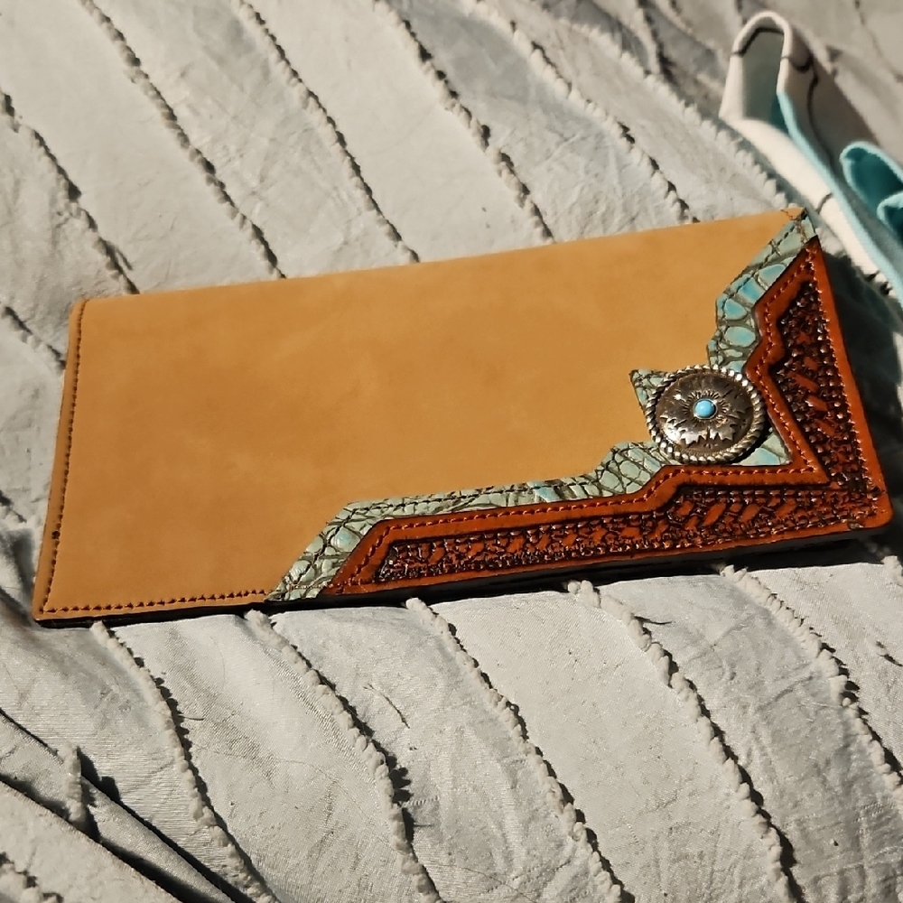 Tan and Brown Women Or Man Bifold Wallet